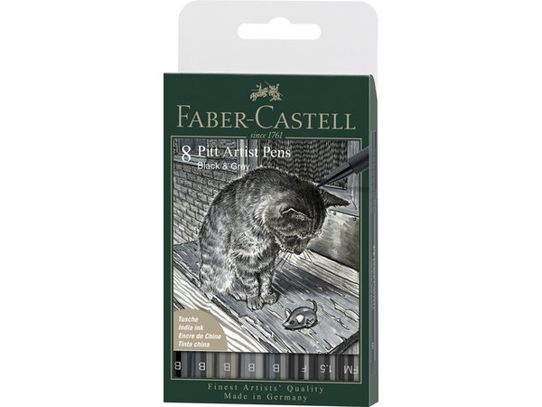 Faber Castell Pitt Artist Pens Black & Grey (8pcs) (FC-167171) (DISCONTINUED) Faber Castell Pitt Artist Pens Black & Grey (8pcs) (FC-167171) (DISCONTINUED)