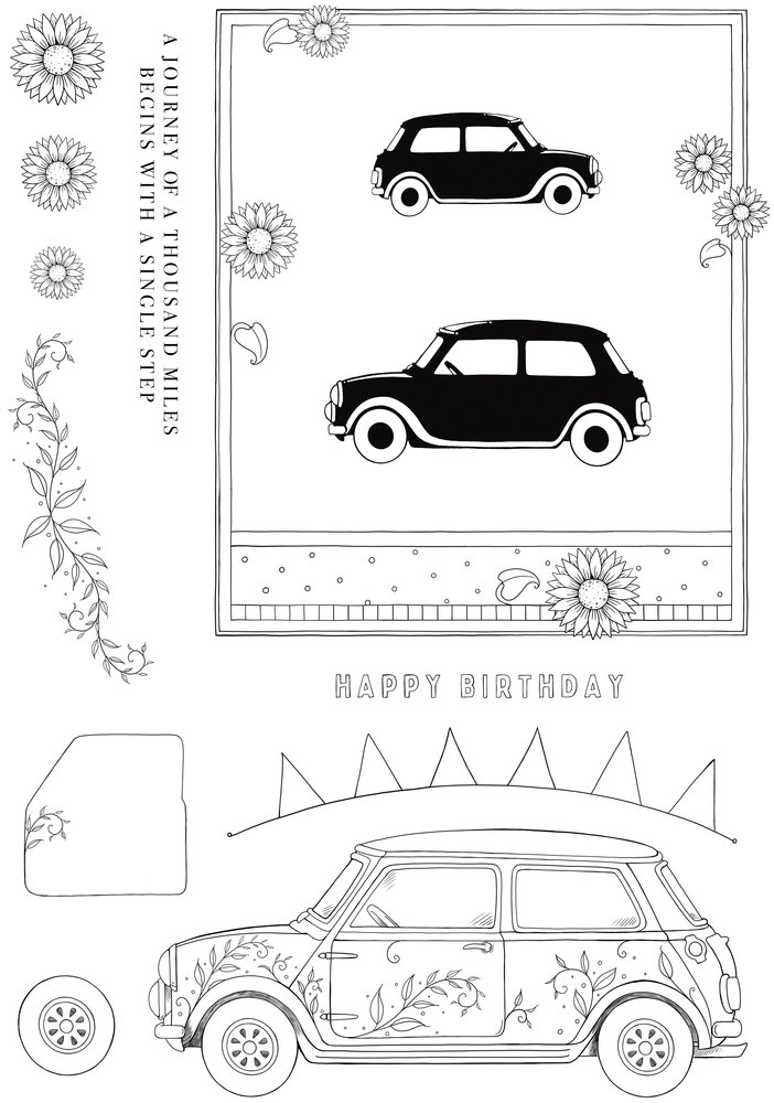 Pink Ink Designs Mini Driver A5 Clear Stamps (PI209) (OUTLET)