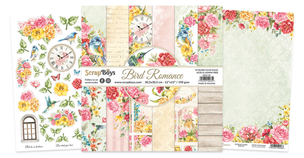 ScrapBoys Bird Romance 12x12 Inch Paper Pack (BIRO-08) (DISCONTINUED) ScrapBoys Bird Romance 12x12 Inch Paper Pack (BIRO-08) (DISCONTINUED)
