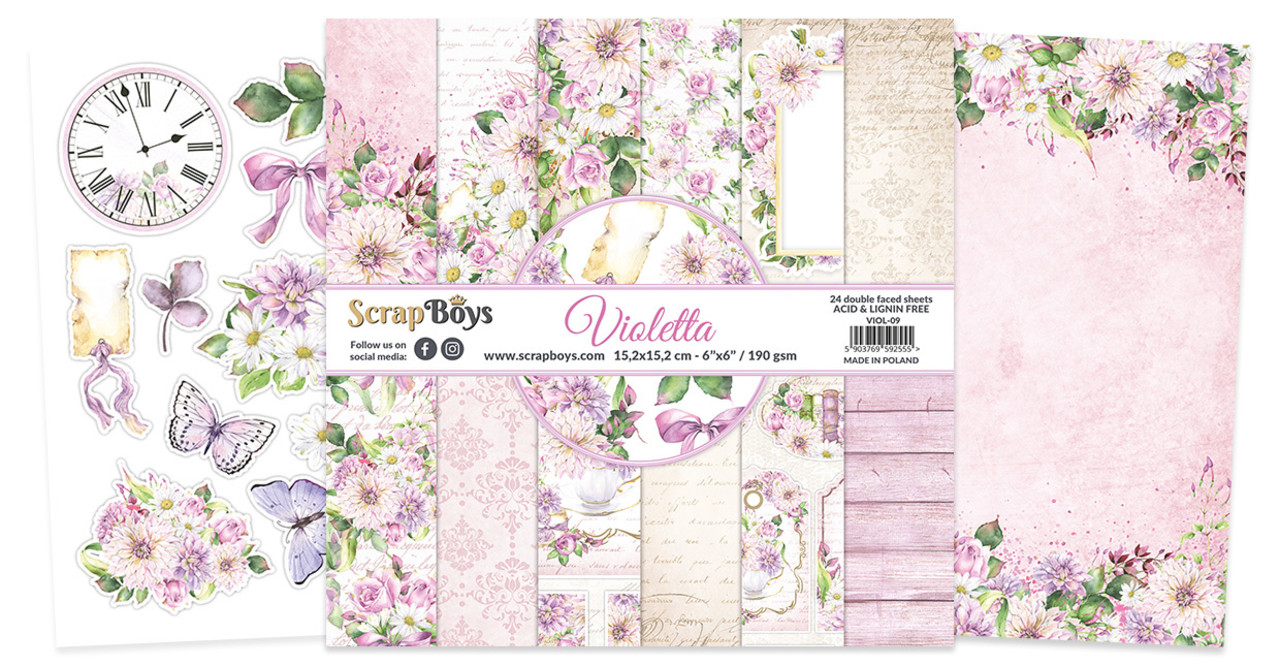 ScrapBoys Violetta 6x6 Inch Paper Pad (VIOL-09) (OUTLET) ScrapBoys Violetta 6x6 Inch Paper Pad (VIOL-09) (OUTLET)