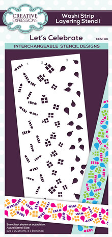 Creative Expressions Washi Strip Layering Stencil Let's Celebrate (CEST110) (OUTLET) Creative Expressions Washi Strip Layering Stencil Let's Celebrate (CEST110) (OUTLET)
