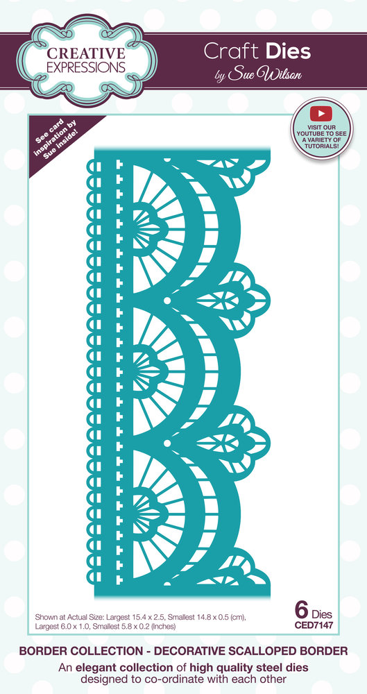 Creative Expressions Sue Wilson Craft Die Border Decorative Scalloped Border (CED7147) (OUTLET)