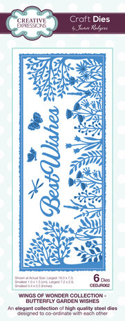 Creative Expressions Jamie Rodgers Craft Die Wings of Wonder Butterfly Garden Wishes (CEDJR062) (OUTLET) Creative Expressions Jamie Rodgers Craft Die Wings of Wonder Butterfly Garden Wishes (CEDJR062) (OUTLET)