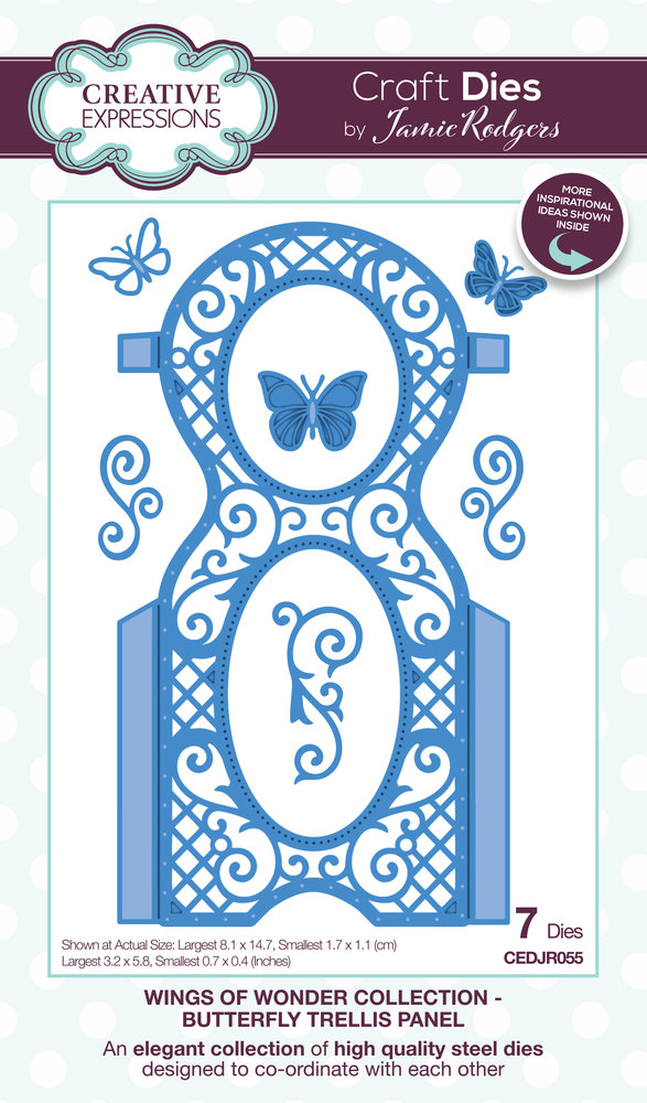Creative Expressions Jamie Rodgers Craft Die Wings of Wonder Butterfly Trellis Panel (CEDJR055) (OUTLET) Creative Expressions Jamie Rodgers Craft Die Wings of Wonder Butterfly Trellis Panel (CEDJR055) (OUTLET)