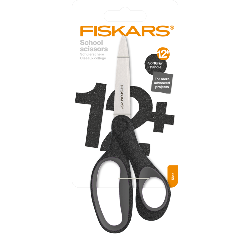 Fiskars Scissors School +12 Glitter Black 18cm (1067859) Craftlines B.V.