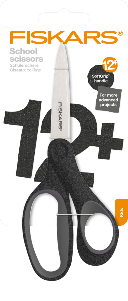 Fiskars Scissors School +12 Glitter Black 18cm (1067859) (DISCONTINUED)