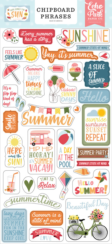 Echo Park Here Comes The Sun Chipboard Phrases (HCTS311022) (DISCONTINUED)