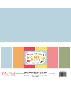 Echo Park Here Comes The Sun 12x12 Inch Coordinating Solids Paper Pack (HCTS311015) (DISCONTINUED)