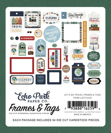Echo Park Let's Go Travel Frames & Tags (LGT310025) (OUTLET)