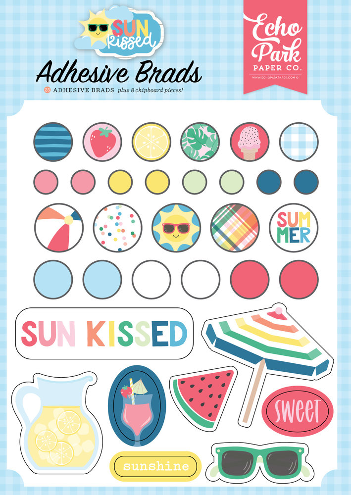 Echo Park Sun Kissed Adhesive Brads (SK312020) (DISCONTINUED)