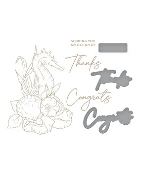Spellbinders Seahorse Floral Glimmer Hot Foil Plate & Die Set (GLP-371) (OUTLET)