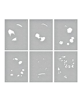 Spellbinders Stylish Oval Floral Bird Layering Stencils (6pcs) (STN-049) (OUTLET)