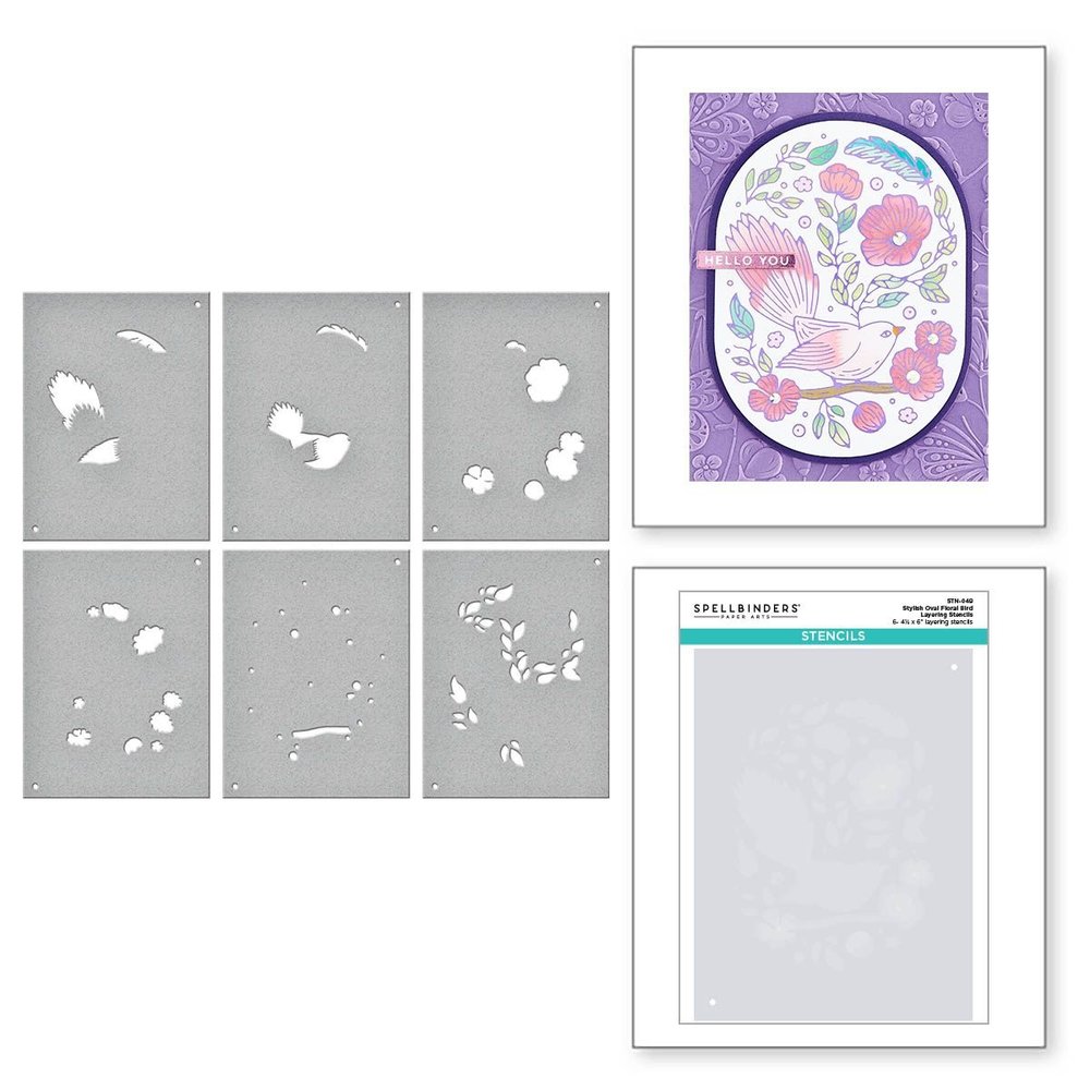Spellbinders Stylish Oval Floral Bird Layering Stencils (6pcs) (STN-049) (OUTLET) Spellbinders Stylish Oval Floral Bird Layering Stencils (6pcs) (STN-049) (OUTLET)