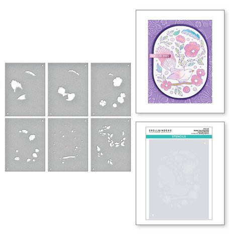 Spellbinders Stylish Oval Floral Bird Layering Stencils (6pcs) (STN-049) (OUTLET) Spellbinders Stylish Oval Floral Bird Layering Stencils (6pcs) (STN-049) (OUTLET)