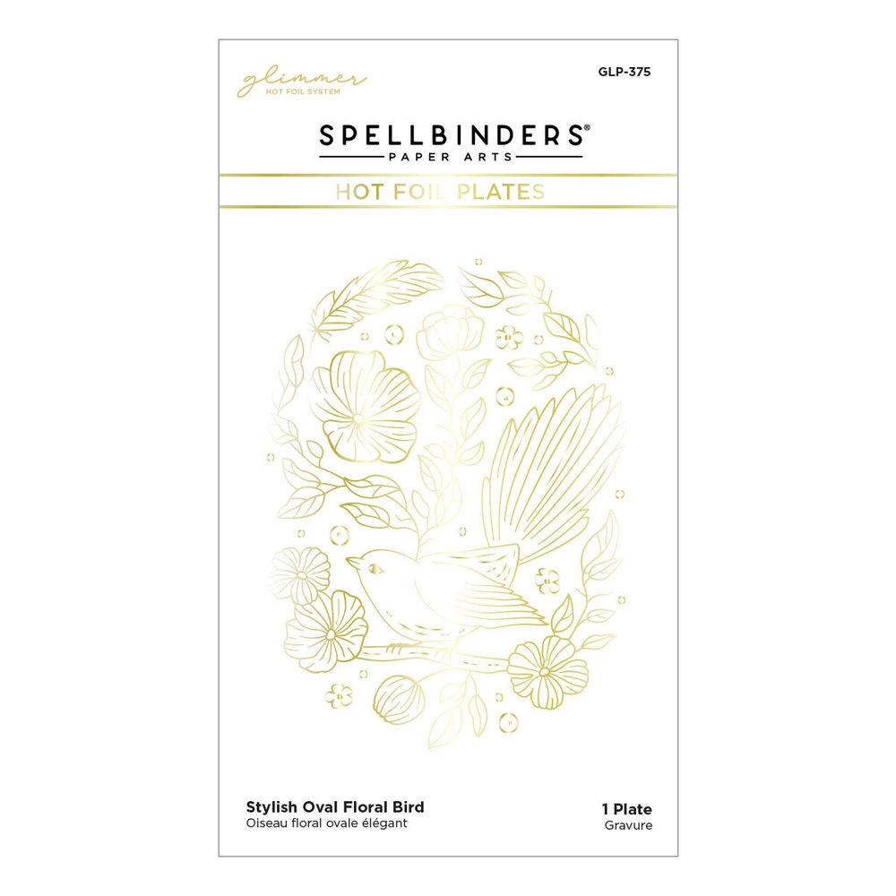 Spellbinders Stylish Oval Floral Bird Glimmer Hot Foil Plate (GLP-375) (OUTLET)
