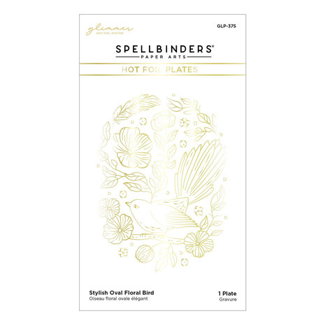 Spellbinders Stylish Oval Floral Bird Glimmer Hot Foil Plate (GLP-375) (OUTLET)