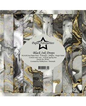 Paper Favourites Black Ink Drops 12x12 Inch Paper Pack (PF441) (DISCONTINUED)