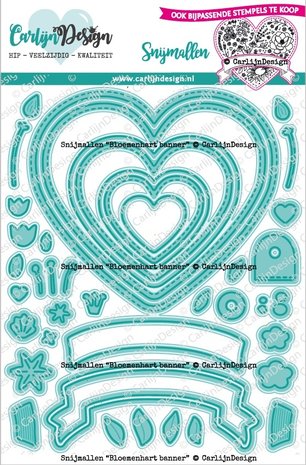 CarlijnDesign Bloemenhart Banner Snijmallen (CDSN-0219) (DISCONTINUED) CarlijnDesign Bloemenhart Banner Snijmallen (CDSN-0219) (DISCONTINUED)