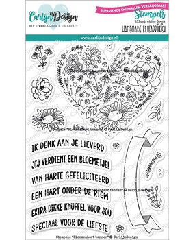 CarlijnDesign Bloemenhart Banner Stempels (CDST-0100) (DISCONTINUED)