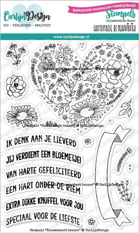 CarlijnDesign Bloemenhart Banner Stempels (CDST-0100) (DISCONTINUED)