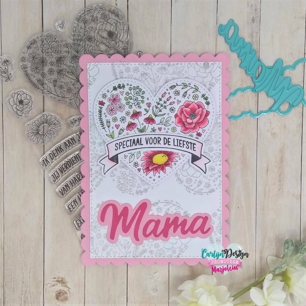 CarlijnDesign Bloemenhart Banner Stempels (CDST-0100) (DISCONTINUED)