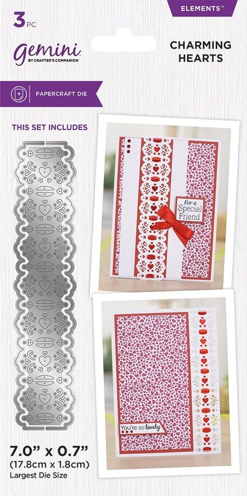 Gemini Ribbon Threading Charming Hearts Elements Dies (GEM-MD-ELE-CHHE) (DISCONTINUED)