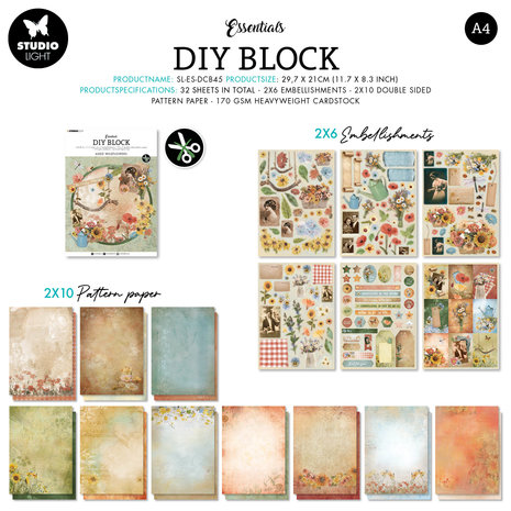 Studio Light Aged Wildflowers DIY Block (SL-ES-DCB45) (OUTLET) Studio Light Aged Wildflowers DIY Block (SL-ES-DCB45) (OUTLET)