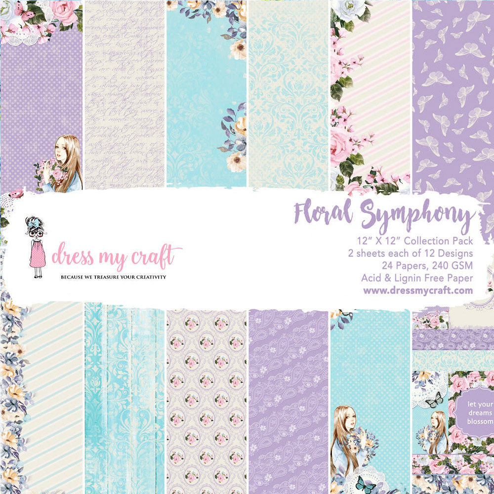 Dress My Craft Floral Symphony 12x12 Inch Paper Pad (DMCP1662) (OUTLET)