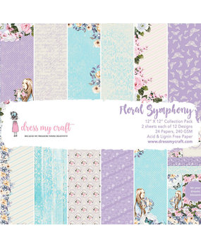 Dress My Craft Floral Symphony 12x12 Inch Paper Pad (DMCP1662) (OUTLET)