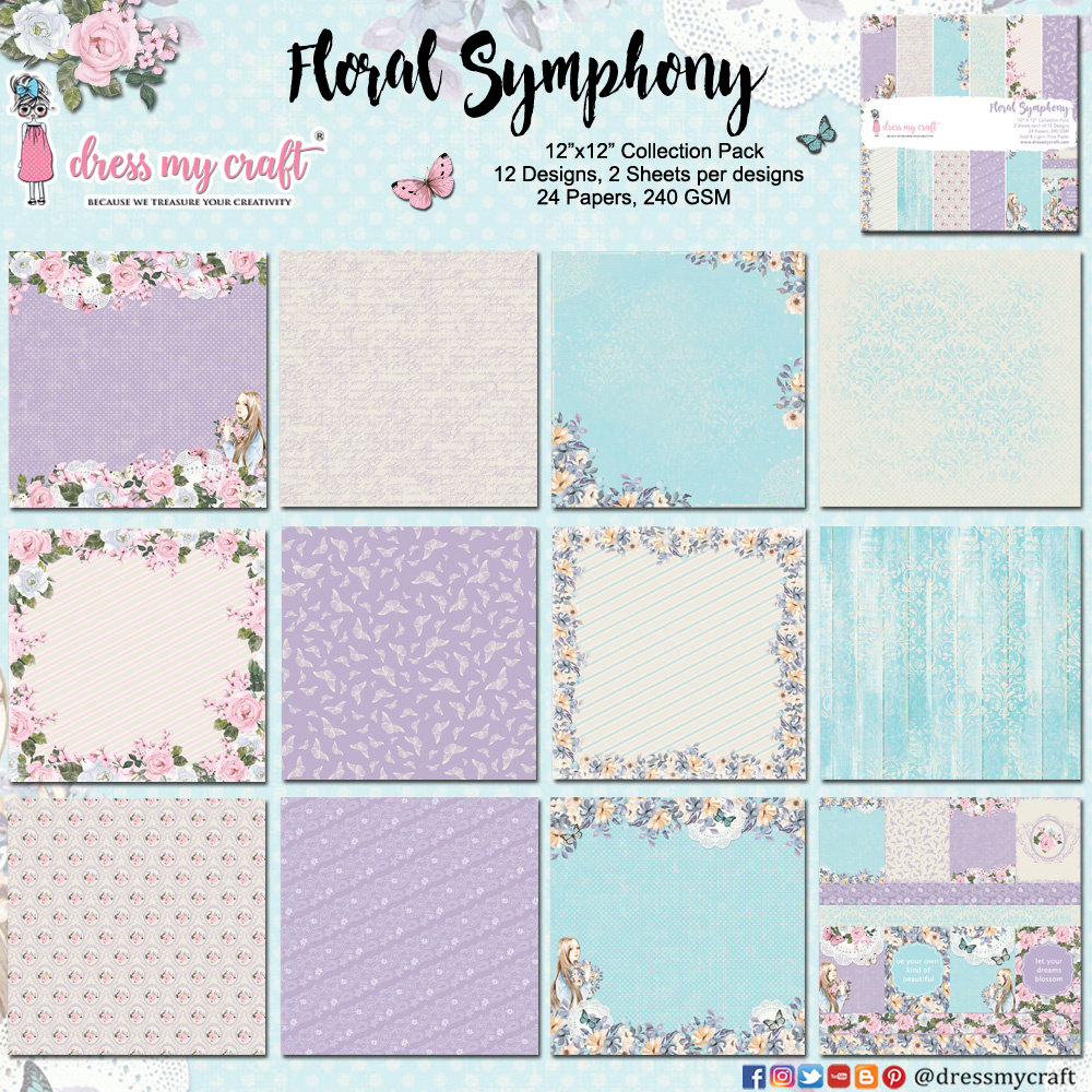 Dress My Craft Floral Symphony 12x12 Inch Paper Pad (DMCP1662) (OUTLET)