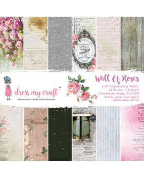 Dress My Craft Wall of Roses 6x6 Inch Paper Pad (DMCP7239) (OUTLET)