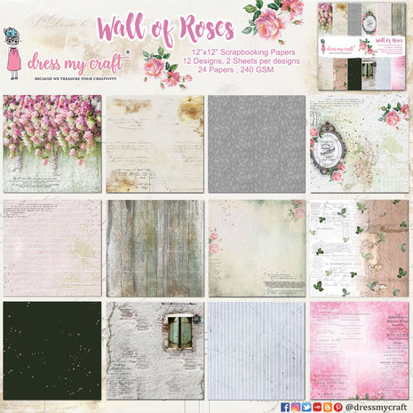 Dress My Craft Wall of Roses 6x6 Inch Paper Pad (DMCP7239) (OUTLET) Dress My Craft Wall of Roses 6x6 Inch Paper Pad (DMCP7239) (OUTLET)