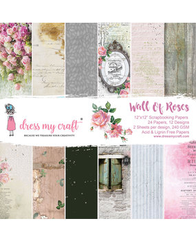 Dress My Craft Wall of Roses 12x12 Inch Paper Pad (DMCP7228) (OUTLET)