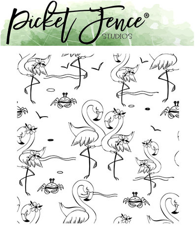 Picket Fence Studios Flamingo Summer Dear 4x4 Inch Clear Stamps (D-113) (OUTLET)