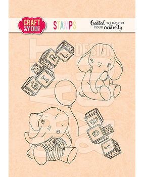 Craft & You Design Baby Elephant Baby Set Stamps (CS023) (DISCONTINUED)