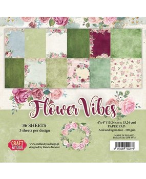 Craft & You Design Flower Vibes 6x6 Inch Paper Set 190gsm (36sheets) (CPB-FV15) (DISCONTINUED)