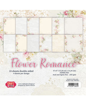 Craft & You Design Flower Romance 6x6 Inch Paper Set 250gsm (24sheets) (CPB-FR15) (DISCONTINUED)