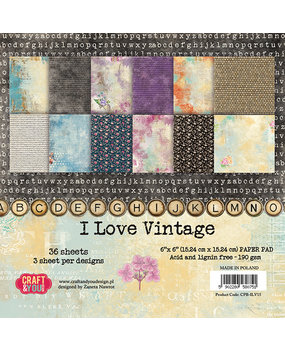 Craft & You Design I Love Vintage 6x6 Inch Paper Set 190gsm (36sheets) (CPB-ILV15) (DISCONTINUED)