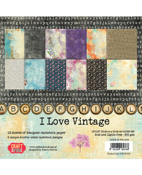 Craft & You Design I Love Vintage 12x12 Inch Paper Set 200gsm (12sheets) (CPB-ILV30) (DISCONTINUED)