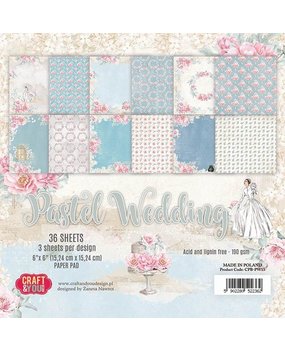 Craft & You Design Pastel Wedding 6x6 Inch Paper Set 190gsm (36sheets) (CPB-PW15) (DISCONTINUED)