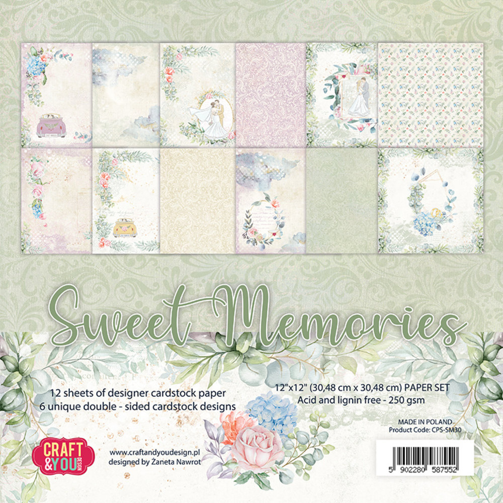 Craft & You Design Sweet Memories 12x12 Inch Paper Set 250gsm (12sheets) (CPS-SM30) (DISCONTINUED) Craft & You Design Sweet Memories 12x12 Inch Paper Set 250gsm (12sheets) (CPS-SM30) (DISCONTINUED)