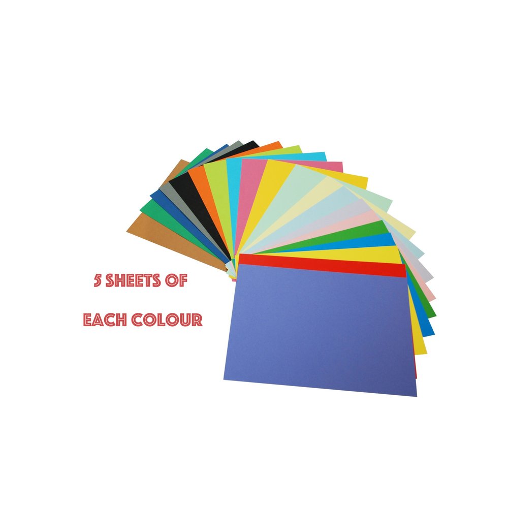 A4 Coloured Card Mixed 225gsm 100pcs Cuk2371 Craftlines Bv 0647