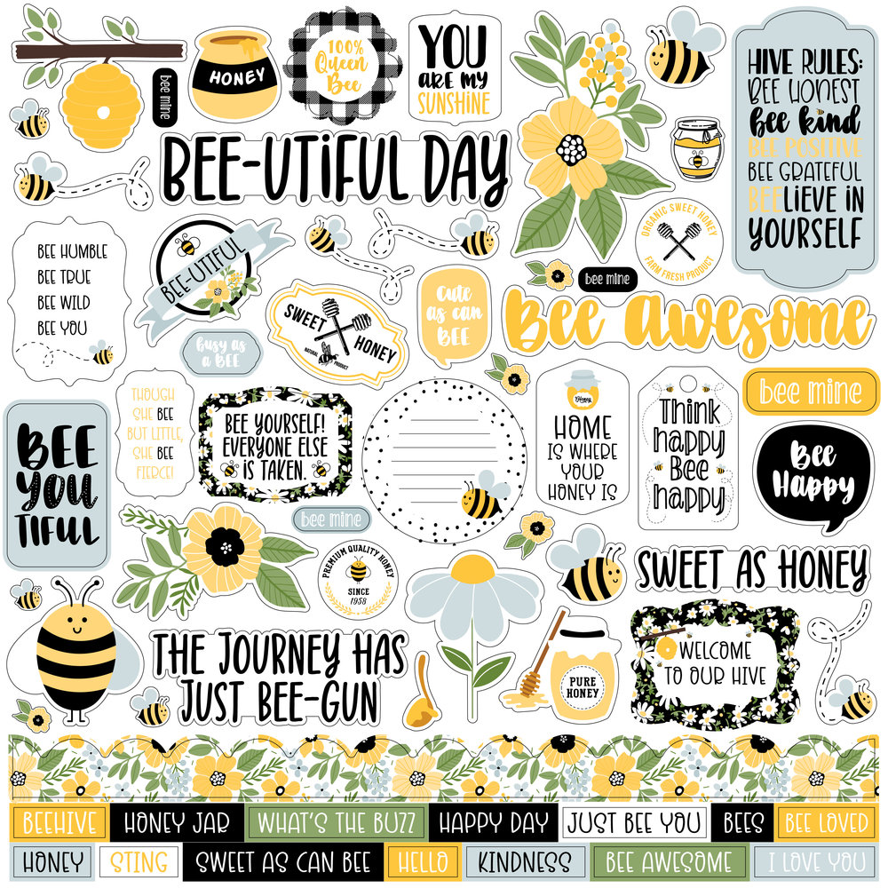 Echo Park Bee Happy Element Sticker (BH319014) (DISCONTINUED)
