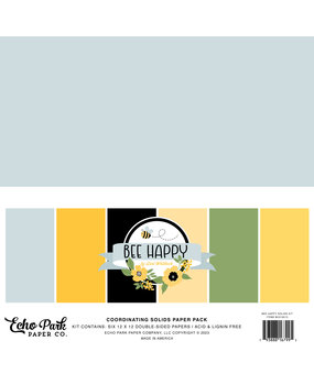 Echo Park Bee Happy 12x12 Inch Coordinating Solids Paper Pack (BH319015) (DISCONTINUED)