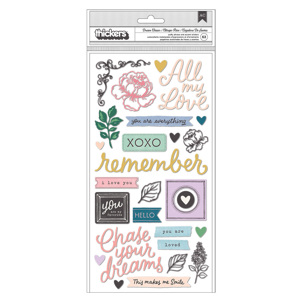American Crafts Thickers Woodland Grove Phrase Dream Chaser (63pcs) (34021899) (OUTLET)
