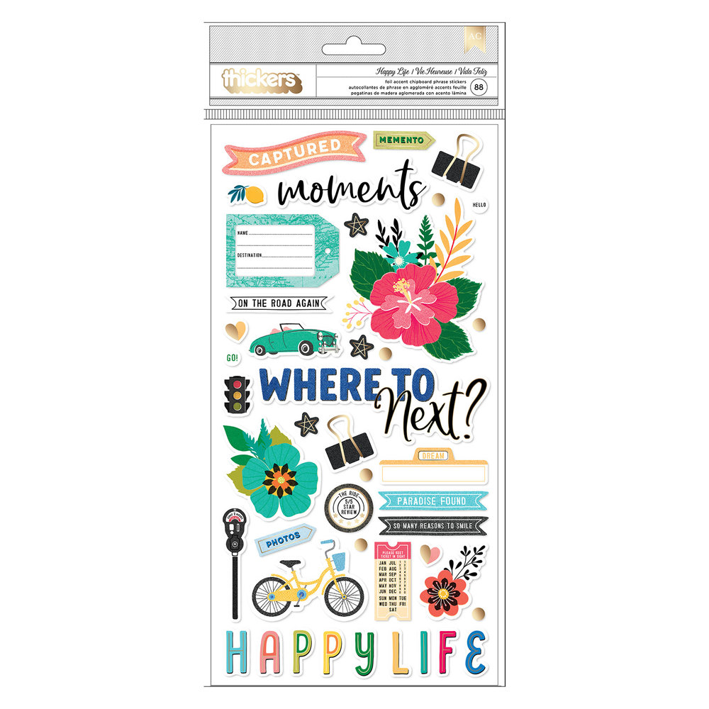 American Crafts Thickers Where To Next Phrase Happy Life (88pcs) (34014111) (OUTLET) American Crafts Thickers Where To Next Phrase Happy Life (88pcs) (34014111) (OUTLET)