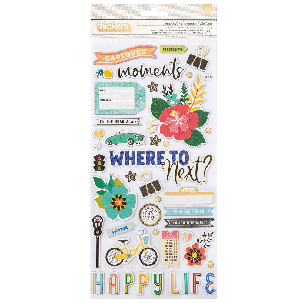 American Crafts Thickers Where To Next Phrase Happy Life (88pcs) (34014111) (OUTLET) American Crafts Thickers Where To Next Phrase Happy Life (88pcs) (34014111) (OUTLET)