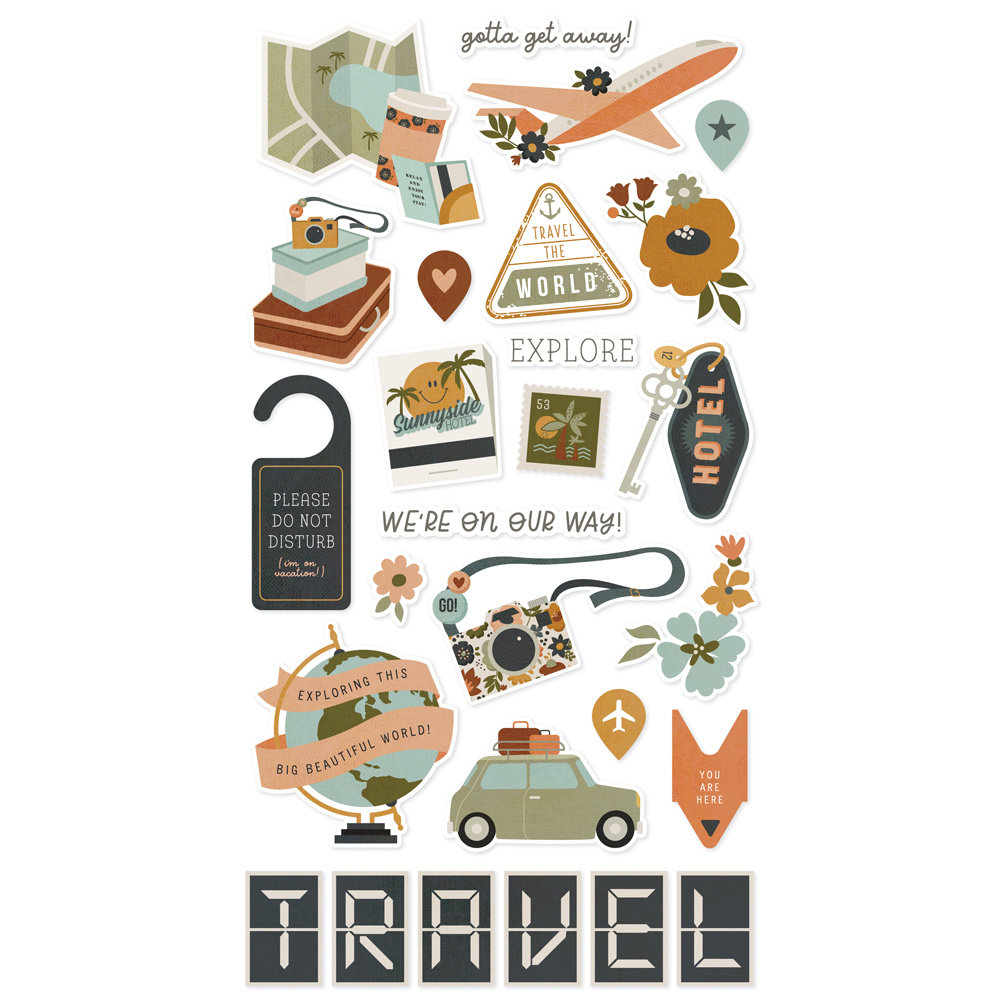 Simple Stories Here + There Chipboard Stickers (19816) (DISCONTINUED)