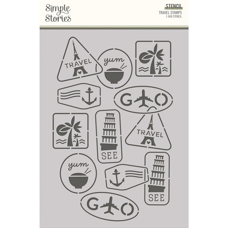 Simple Stories Here + There Stencil Travel Stamps (19826) (DISCONTINUED)