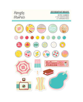 Simple Stories Retro Summer Decorative Brads (20023) (DISCONTINUED)